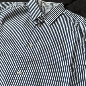 Blue and White Striped Men's Shirt
